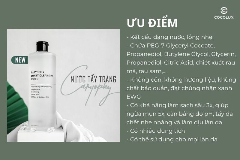 Ưu điểm của nước tẩy trang Caryophy Smart Cleansing Water