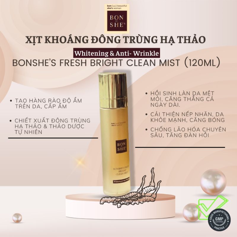 Xịt Khoáng Bonshe's Fresh Bright Clean Mist 120ml