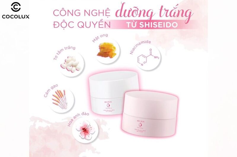 Th&agrave;nh phần ch&iacute;nh của Kem Dưỡng Senka White Beauty Glow ng&agrave;y v&agrave; đ&ecirc;m
