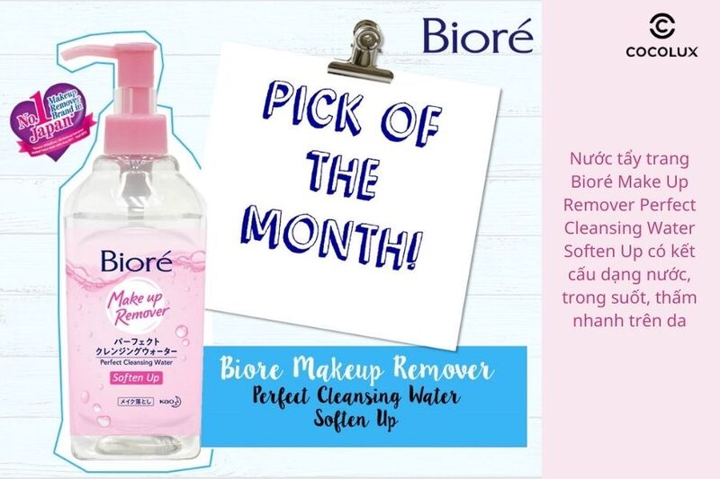 Kết cấu của nước tẩy trang Bioré Make Up Remover Perfect Cleansing Water Soften Up