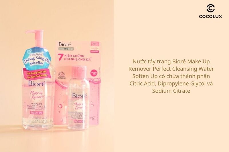 Thành phần tiêu biểu của nước tẩy trang Bioré Make Up Remover Perfect Cleansing Water Soften Up