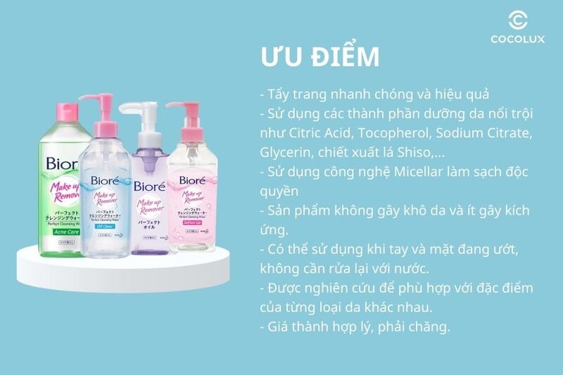 Ưu điểm của nước tẩy trang Bioré Make Up Remover