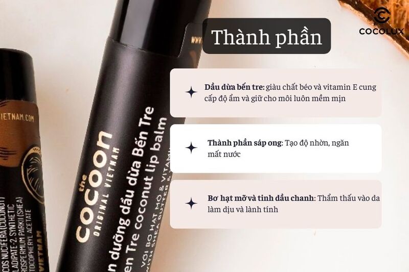 Thành phần của son dưỡng Cocoon