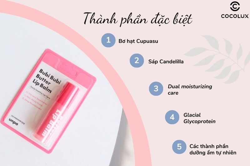 Thành phần son dưỡng môi Unpa Bubi Bubi Butter Lip Balm