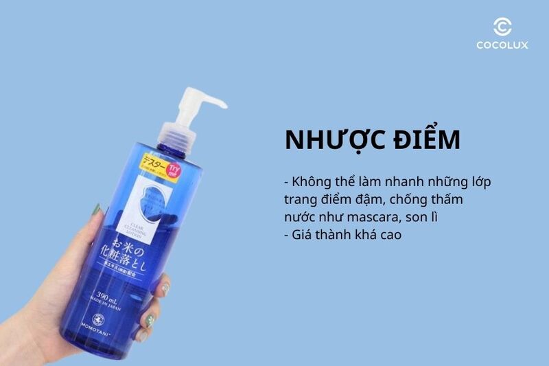 Nhược điểm của nước tẩy trang Momotani White Moisture Clear Cleansing Lotion