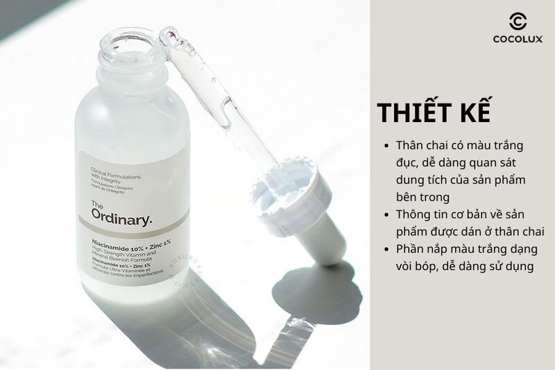 Thiết kế của serum The Ordinary Niacinamide 10% + Zinc 1%