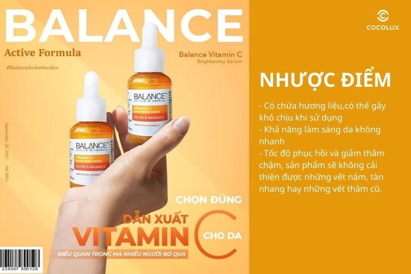 Nhược điểm của serum Balance Vitamin C
