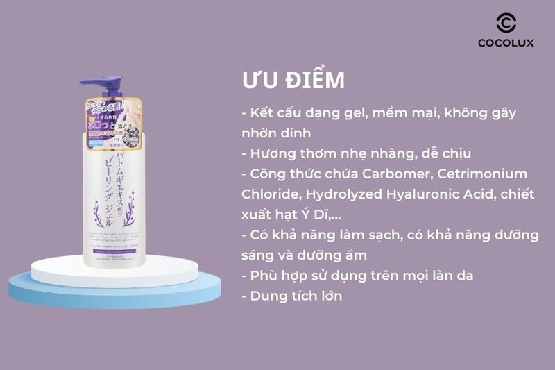 Ưu điểm của tẩy tế bào chết da mặt Hatomugi Platinum Label