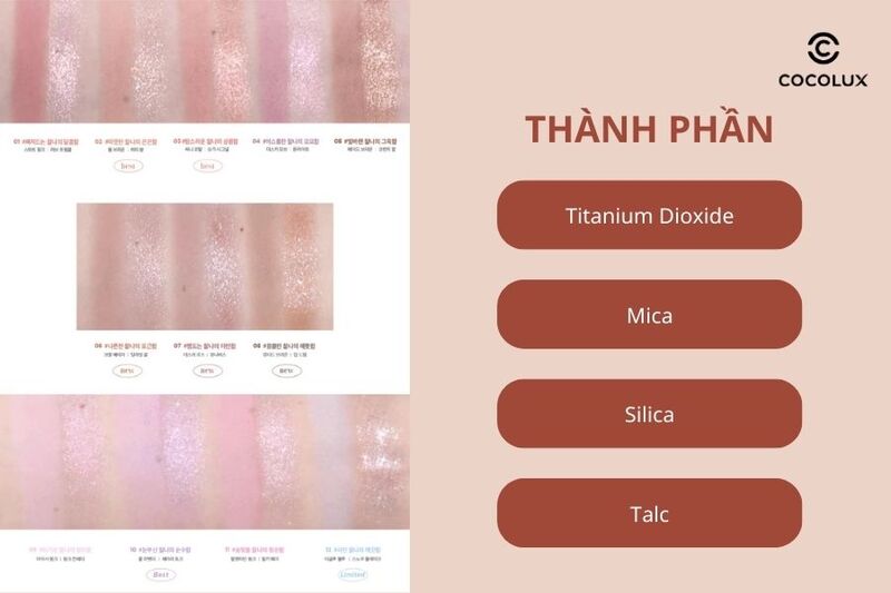 Thành phần của phấn mắt Lilybyred Little Bitty Moment Shadow