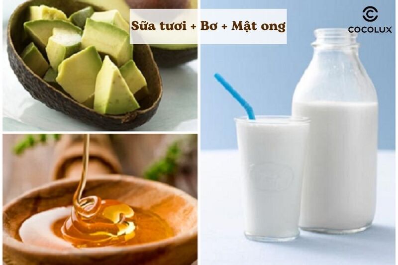 Mặt nạ sữa tươi + bơ + mật ong