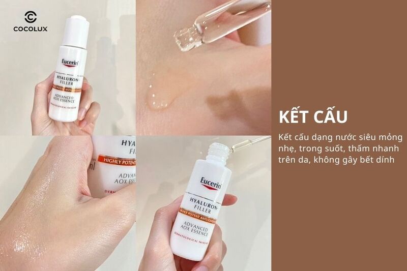 Kết cấu của tinh chất Eucerin Hyaluron Filler Advanced AOX Essence