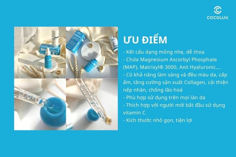 Ưu điểm của serum Timeless Hyaluronic Acid + Vitamin C