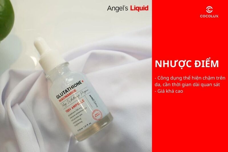 Nhược điểm của serum Angel's Liquid 7 Day Whitening Program Glutathione 700 V Ampoule