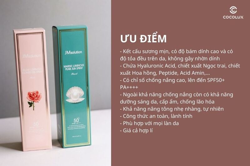 Ưu điểm của xịt chống nắng JM Solution