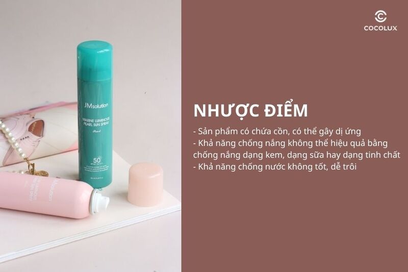 Nhược điểm của xịt chống nắng JM Solution