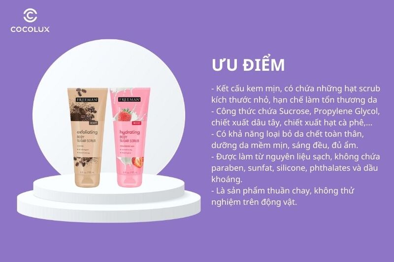 Ưu điểm của tẩy tế bào chết cho body Freeman Body Sugar Scrub