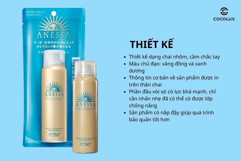 Thiết kế của xịt chống nắng Anessa