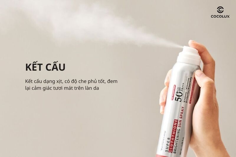 Kết cấu của xịt chống nắng Wellderma Super Glutathione Brightening Sun Spray UV Protection 50+ UV SPF PA+++