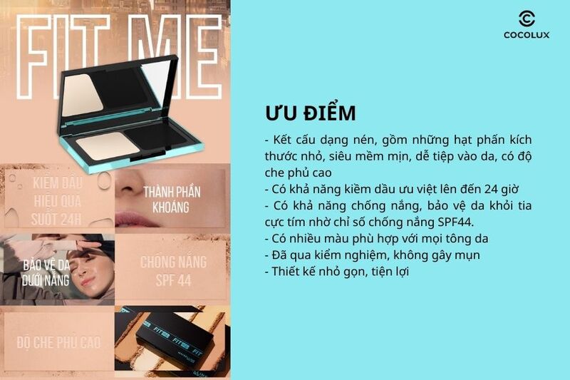 Ưu điểm của&nbsp;phấn nền Maybelline Fit me Ultimate Powder Foundation Two Way Cake SPF 44