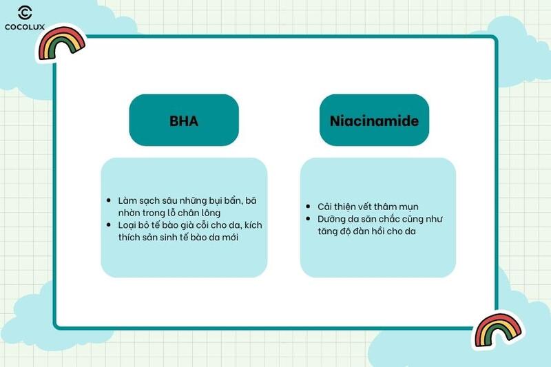 Sự kết hợp giữa BHA và Niacinamide mang lại nhiều tác dụng tuyệt vời cho làn da
