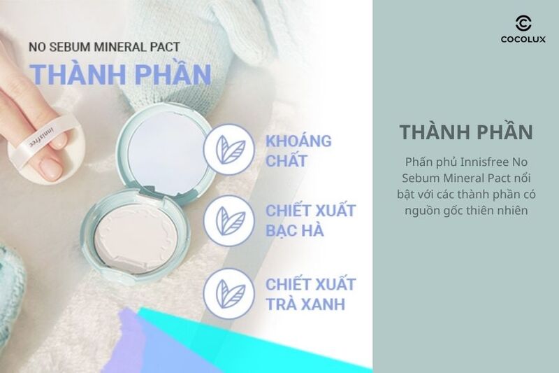 Thành phần chính của phấn phủ Innisfree No Sebum Mineral Pact