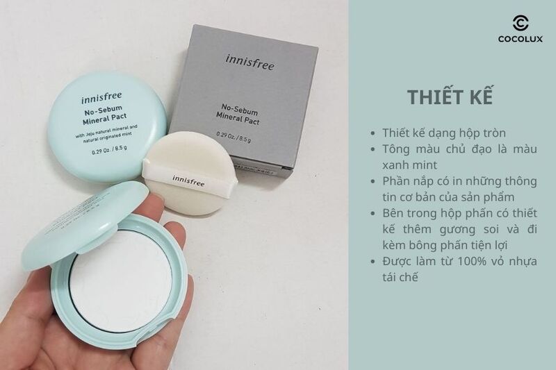 Thiết kế của phấn phủ Innisfree No Sebum Mineral Pact