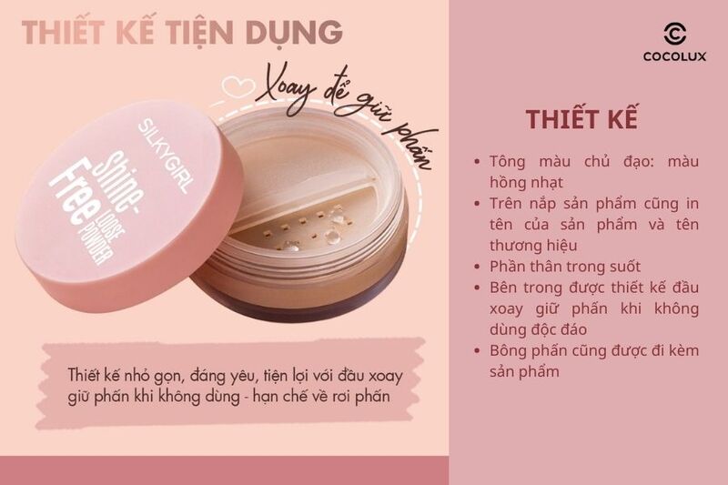 Thiết kế của phấn phủ Silkygirl Shine Free Loose Powder