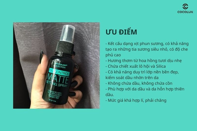 Ưu điểm của xịt khoá nền City Color Oil-Control Matte Setting Spray
