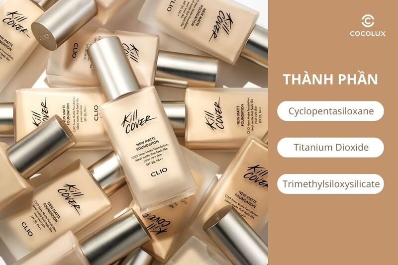 Thành phần của kem nền Clio Kill Cover New Matte Foundation SPF 20 PA++