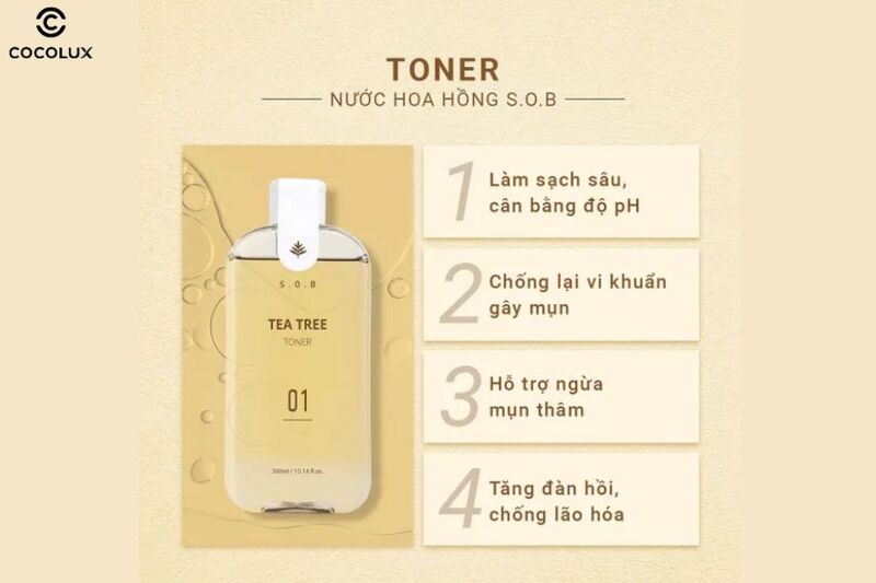 C&ocirc;ng dụng của Toner S.O.B Tea Tree