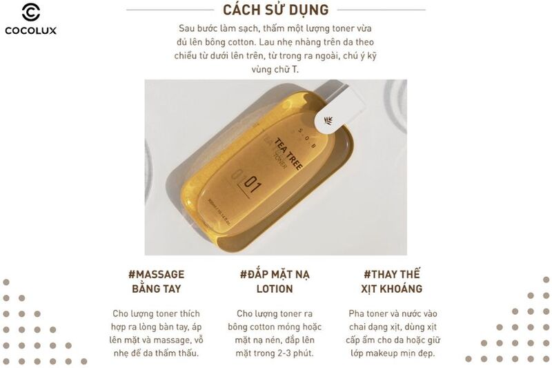 C&aacute;ch sử dụng Toner S.O.B Tea Tree
