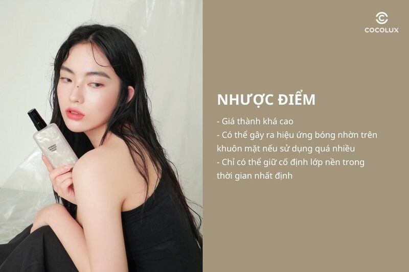 Nhược điểm của xịt khóa nền 3CE Shimmer Makeup Fixer ánh nhũ