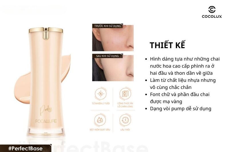Thiết kế của kem nền Focallure Lasting Poreless Foundation