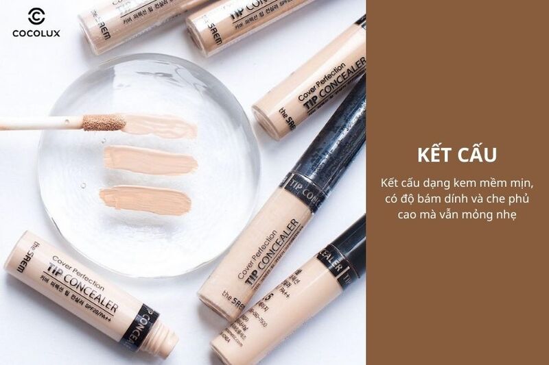 K&ecirc;́t c&acirc;́u của che khuy&ecirc;́t đi&ecirc;̉m The Saem Cover Perfection Tip Concealer SPF28/PA++