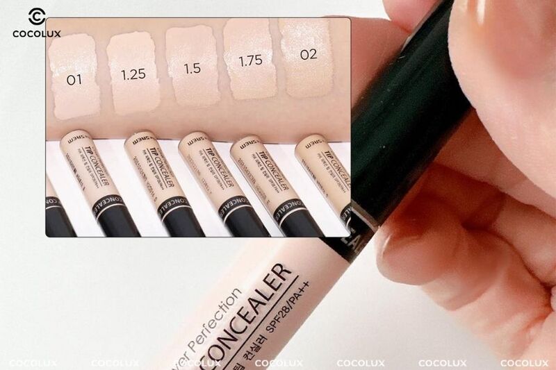Các t&ocirc;ng màu của&nbsp;che khuy&ecirc;́t đi&ecirc;̉m The Saem Cover Perfection Tip Concealer SPF28/PA++ (Hình 2)