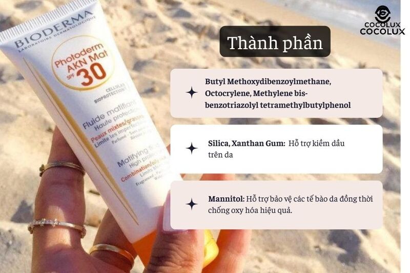 kem chống nắng bioderma sở hữu nhiều thành phần ấn tượng