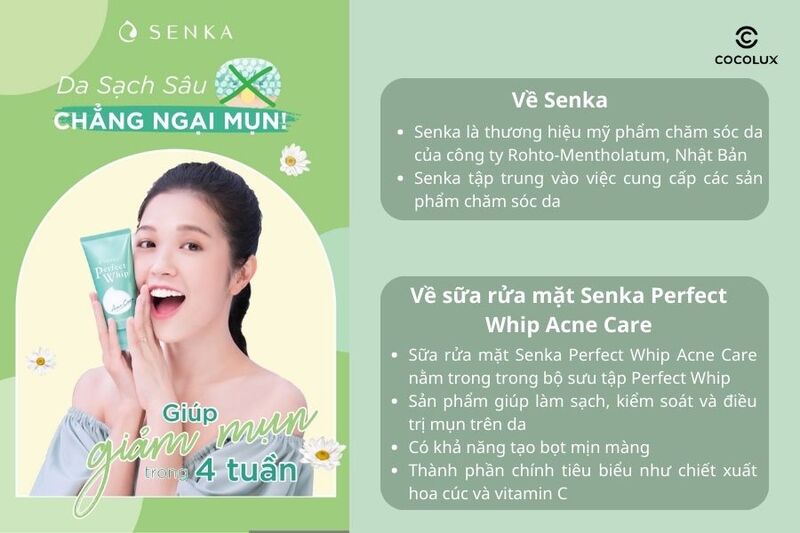 Thông tin cơ bản về Senka và sữa rửa mặt Senka Perfect Whip Acne Care