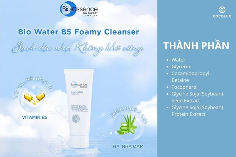 Thành ph&acirc;̀n ti&ecirc;u bi&ecirc;̉u của sữa rửa mặt Bio-Essence Bio-Water