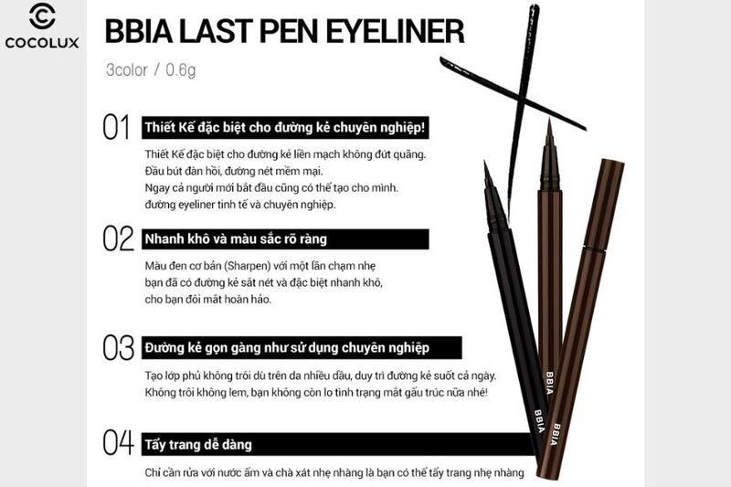 Ưu điểm của bút kẻ mắt BBIA Last Pen Eyeliner