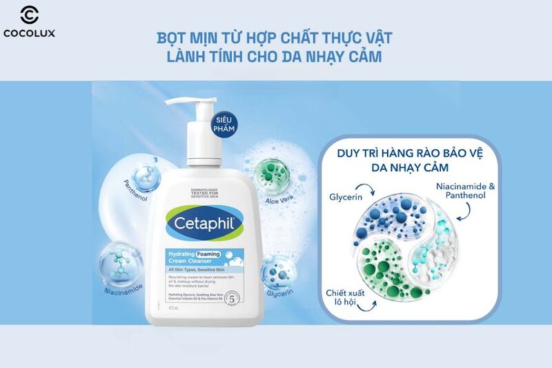 Sữa rửa mặt Cetaphil Hydrating Foaming Cream Cleanser Tạo Bọt Cho Da Nhạy Cảm