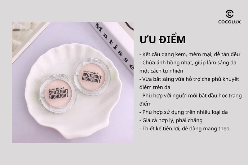Ưu điểm của phấn bắt sáng City Color Spotlight Highlight