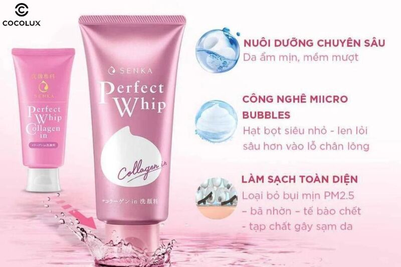 Sữa rửa mặt Senka Perfect Whip Collagen tạo bọt&nbsp;
