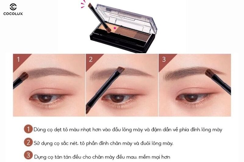 Hướng dẫn sử dụng Bột T&aacute;n M&agrave;y Kissme Heavy Rotation Natural Powder Eyebrow