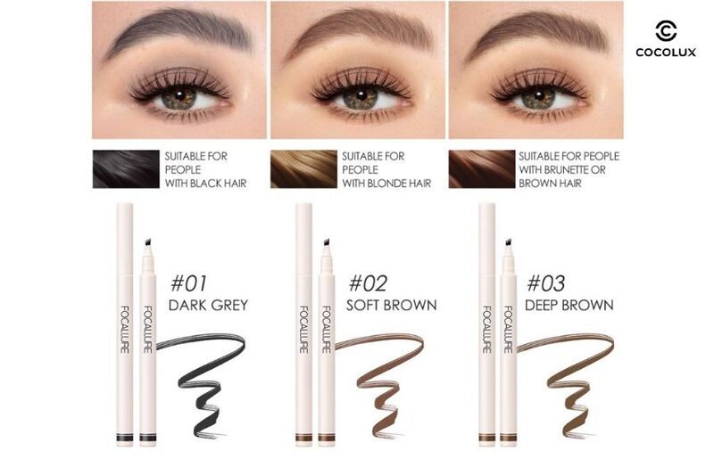 3 màu của bút phẩy sợi chân mày Focallure Fluffmax Tinted Brow Ink Pen