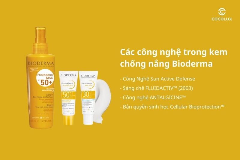 M&ocirc;̣t s&ocirc;́ c&ocirc;ng ngh&ecirc;̣ đ&ocirc;̣c quy&ecirc;̀n thường xu&acirc;́t hi&ecirc;̣n trong các dòng kem ch&ocirc;́ng nắng của Bioderma
