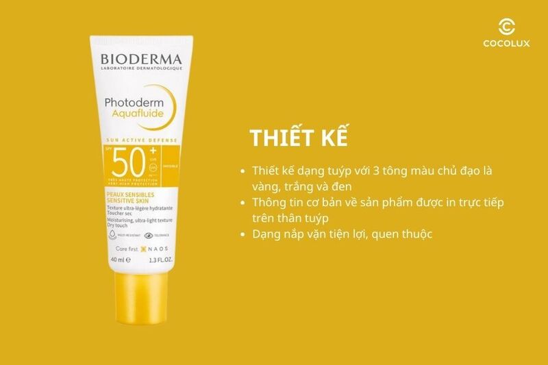 Thi&ecirc;́t k&ecirc;́ của kem ch&ocirc;́ng nắng Bioderma Photoderm Aquafluide SPF50+