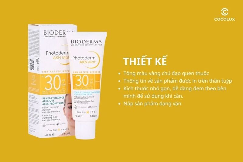 Thi&ecirc;́t k&ecirc;́ của kem ch&ocirc;́ng nắng Bioderma Photoderm AKN Mat SPF30