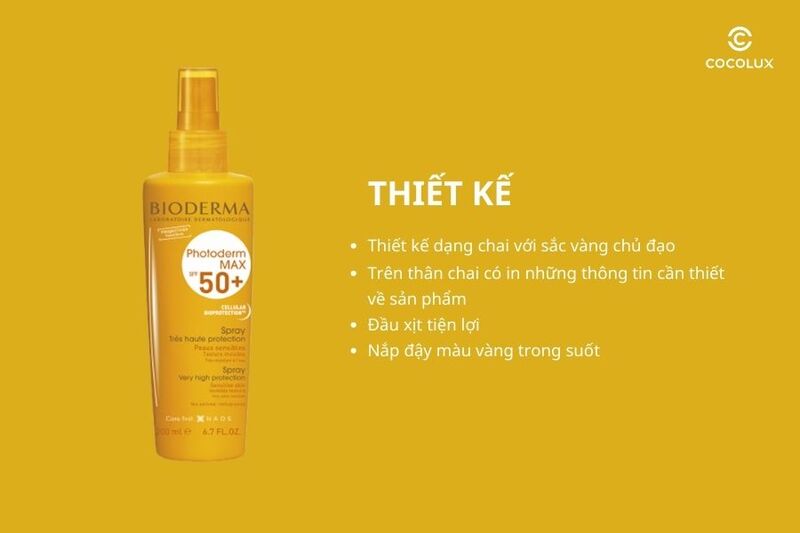 Thi&ecirc;́t k&ecirc;́ của xịt ch&ocirc;́ng nắng Bioderma Photoderm Max SPF50+