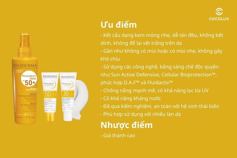 T&ocirc;̉ng k&ecirc;́t ưu đi&ecirc;̉m và nhược đi&ecirc;̉m của kem ch&ocirc;́ng nắng Bioderma