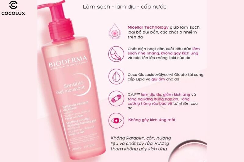 ​​​​​​​Th&agrave;nh phần ch&iacute;nh của sữa rửa mặt Bioderma Sensibio Gel Moussant&nbsp;